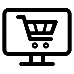 shopping cart icon displayed on computer, business icon, Buy on market or supermarket