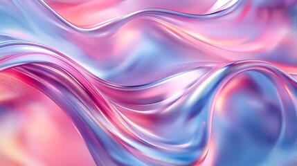 abstract background with swirling metallic shapes in pastel pink, light blue, and silver colors