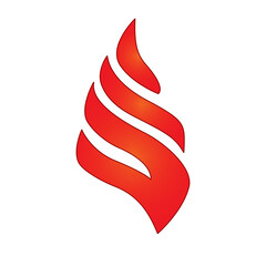 A  red flame-shaped vector design with smooth gradients and abstract curves.