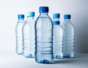 Naklejka premium Mineral water in blank plastic bottle with cap on white background,