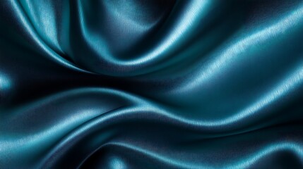 Fototapeta premium Teal Silk Fabric Draped In Soft Waves