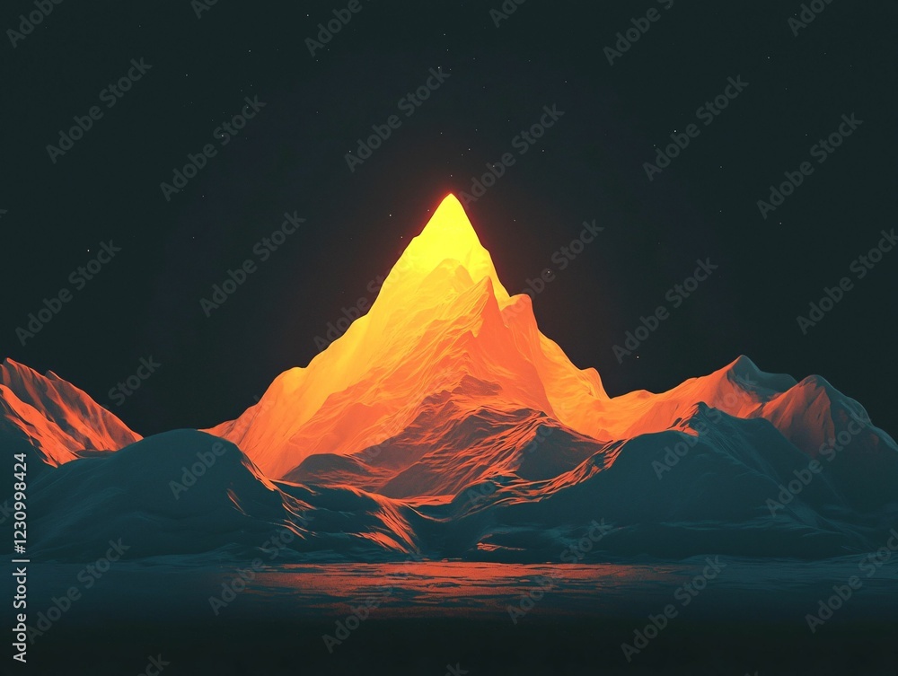 Canvas Prints Glowing Mountain Peak