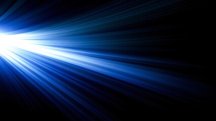 Abstract Blue Light Rays Background - Bright Beam of Light in Darkness