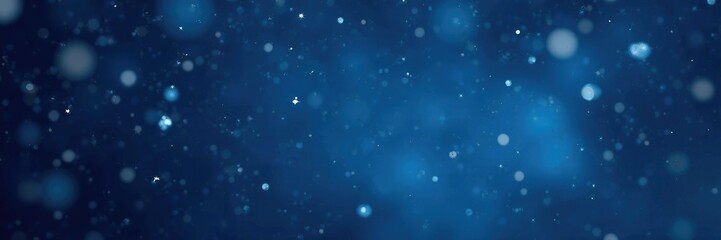 Obraz premium Sparkling snowflakes falling on a dark blue night sky, sparkling snowflakes, starlight, white