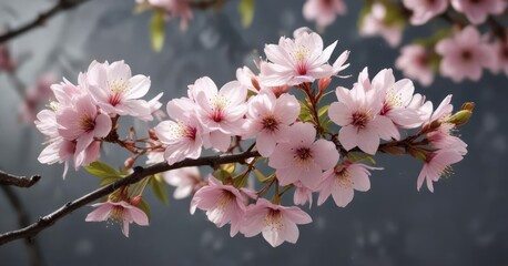 Obraz premium Delicate petals unfolding on a blooming tree branch , springtime, colorful flowers