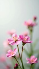 Fototapeta premium Forget me nots in soft focus against a clean white canvas, blossoms, soft focus