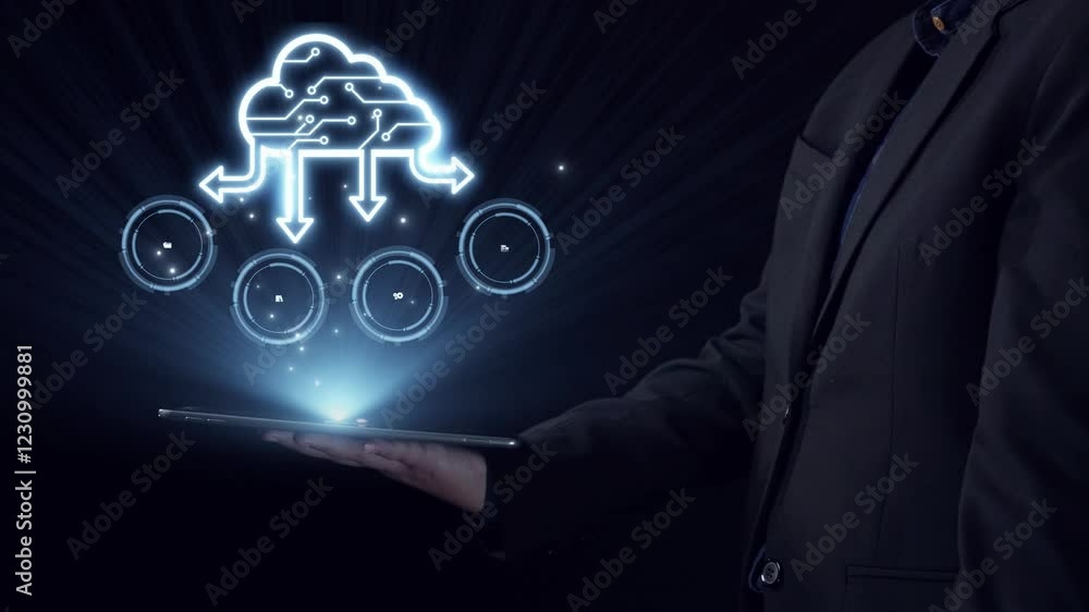 Aufkleber business person discover the future of cloud computing with latest insights and elevate business by 