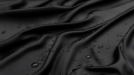 Black Fabric Draped With Water Droplets