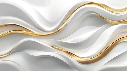 Abstract White Waves with Golden Accents