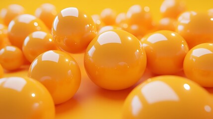 Shiny Yellow Spheres Cluster Together In A Pile