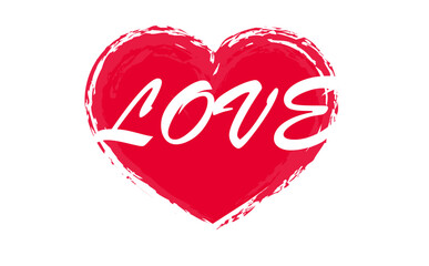 ピンクのハート形のオブジェクトの中の、LOVE（愛）の文字（ベクター素材）
