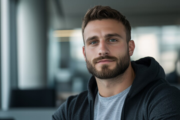 Obraz premium A professional portrait of a young male IT specialist in his late 20s