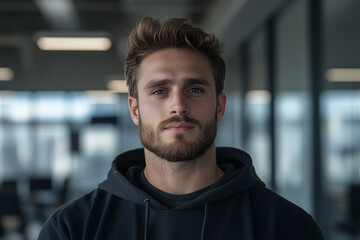 Obraz premium A professional portrait of a young male IT specialist in his late 20s