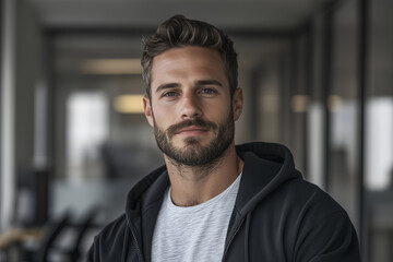 Obraz premium A professional portrait of a young male IT specialist in his late 20s