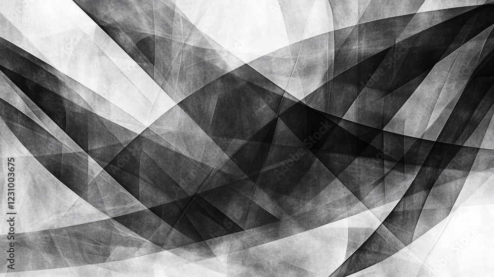Poster abstract monochromatic pattern with dynamic lines and shapes interplay