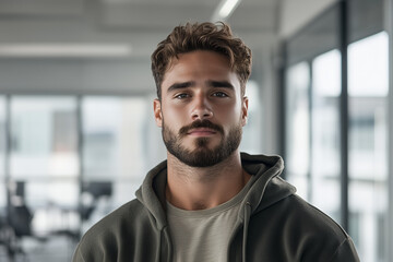 Obraz premium A professional portrait of a young male IT specialist in his late 20s