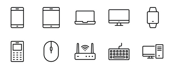 devices icon set vector	