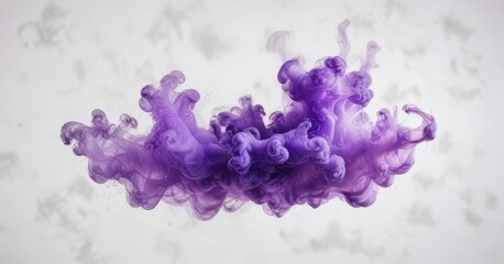 Fototapeta premium Drifting purple smoke against white background, purple mist, subtle haze