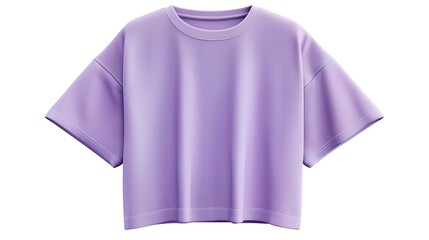 Purple cropped t-shirt, short sleeves, casual style, isolated on white background.