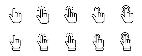 Hand click icon set. hand cursor icon vectors	