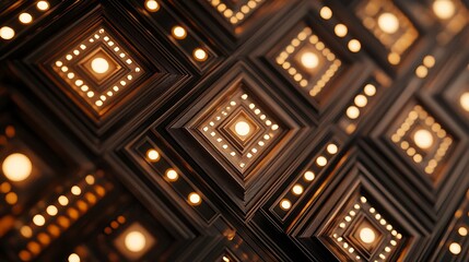 Obraz premium Abstract Pattern Of Illuminated Dark Brown Squares
