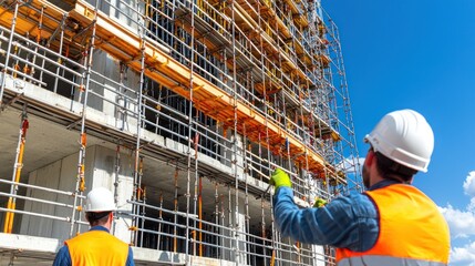 Construction Workers Inspecting High Rise Building