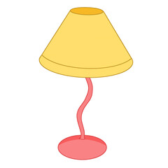 Illustration of Yellow and Soft Red Table Lamp