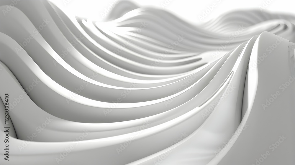 Poster abstract white waves create a smooth, flowing texture, evoking a sense of calm and motion.