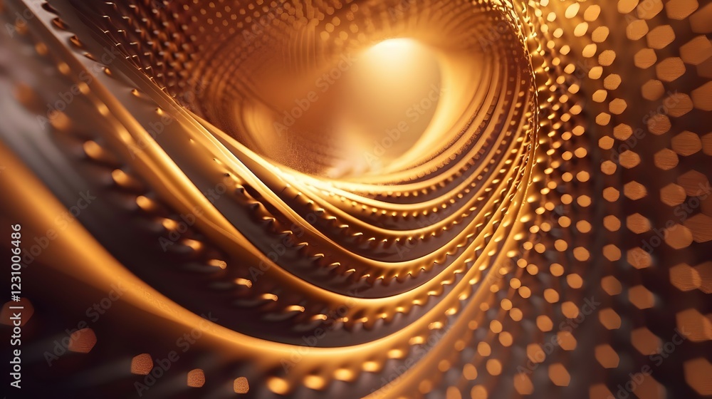 Poster abstract swirling patterns with warm tones and light reflections.