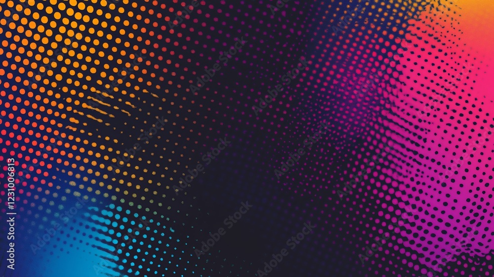 Poster vibrant halftone pattern with gradient colors for modern backgrounds