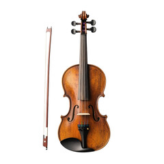 Fototapeta premium Classic Violin with Bow on a Simple Background for Musical Theme
