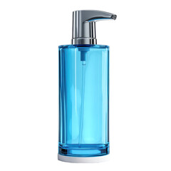 Obraz premium Blue Liquid Soap Dispenser Bottle with Pump and Transparent Design