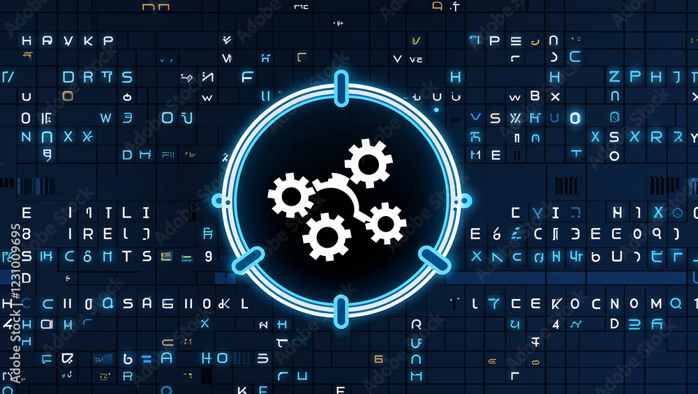 Wall mural business concept focused on the integration of automation software, technology, and systematic proce