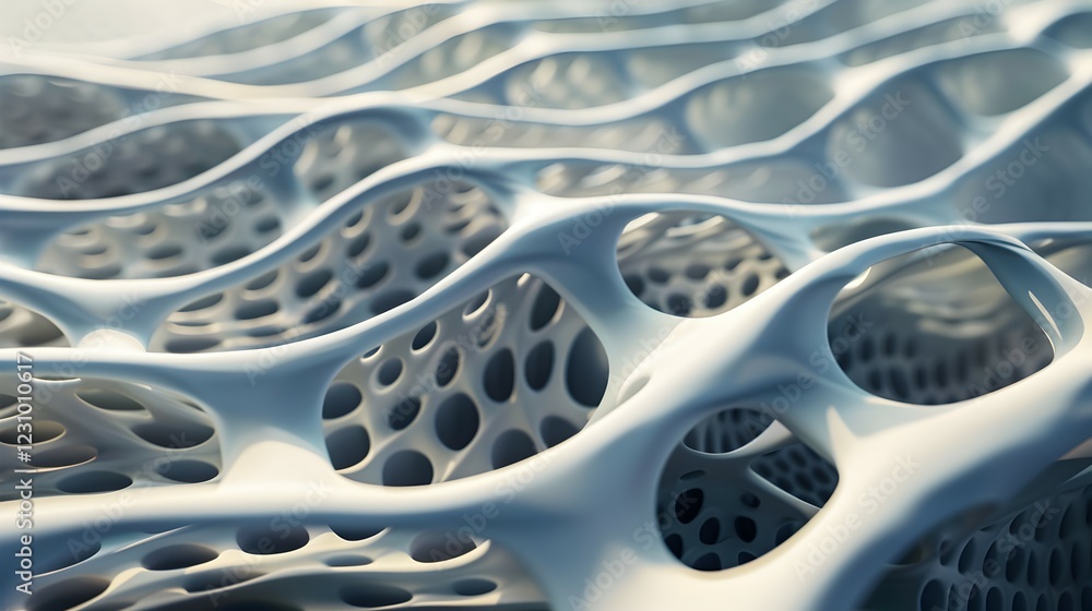 Fototapete close-up view of an intricate, organic structure resembling a network of interconnected cells.
