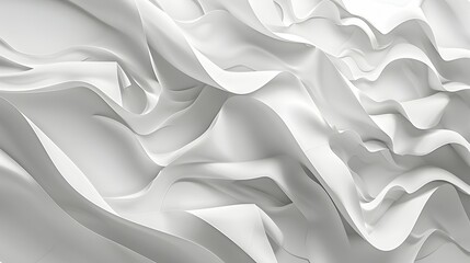 Fototapeta premium Abstract white fabric waves creating a smooth, flowing texture.