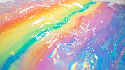 Abstract Rainbow Iridescent Liquid Swirls Texture