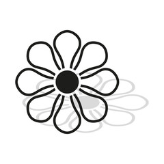 Simple flower icon. Line art design. Minimal floral element. Decorative black outline.