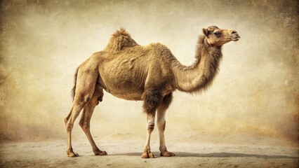 Vintage Camel Photo, Brown Camel, Single Camel, Desert Animal,  Stock Photo,  Isolated Camel,  Retro Photography,  Wildlife Image,  Antique Photograph