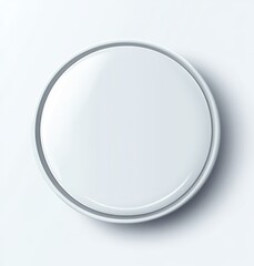 White round button mockup on white background.