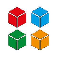 3d cubes for children in different colors. Advertising poster for toy store. Vector illustration