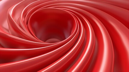 A vibrant red spiral design creating a sense of depth and movement.