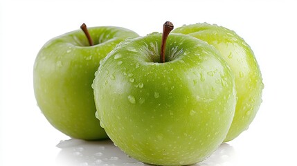 Fresh organic apples shining with droplets on a clean background