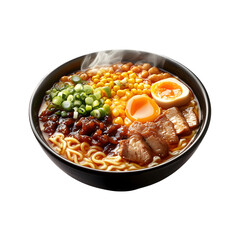 Fluffy 3D Cartoon Ramen Bowl Isolated on Transparent Background