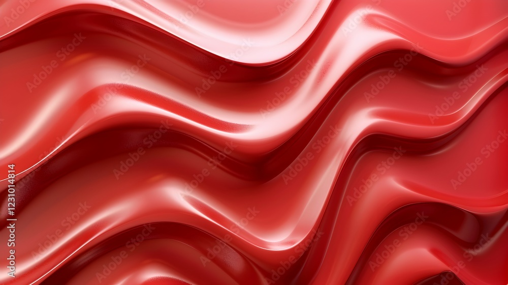 Poster abstract red waves create a smooth, flowing texture, evoking a sense of motion and fluidity.