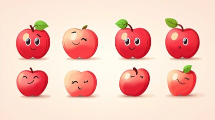Cute Red Apple Thinking Something - Creative Food Icon