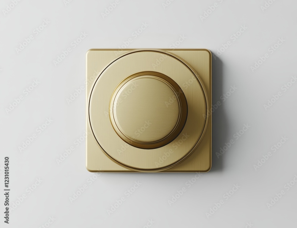 Poster gold square button with circular design.