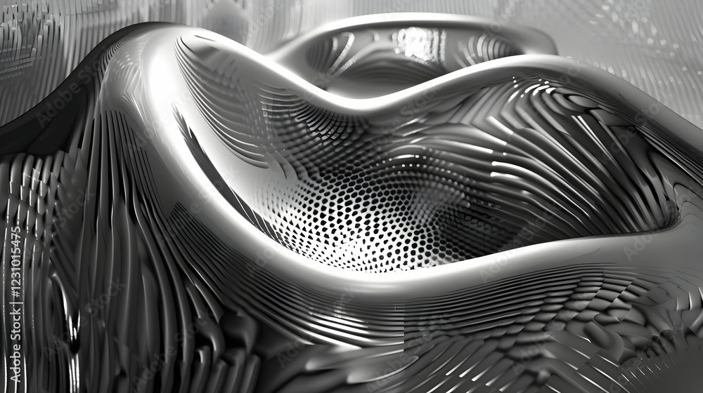 Aufkleber abstract metallic waves with intricate textures and patterns.