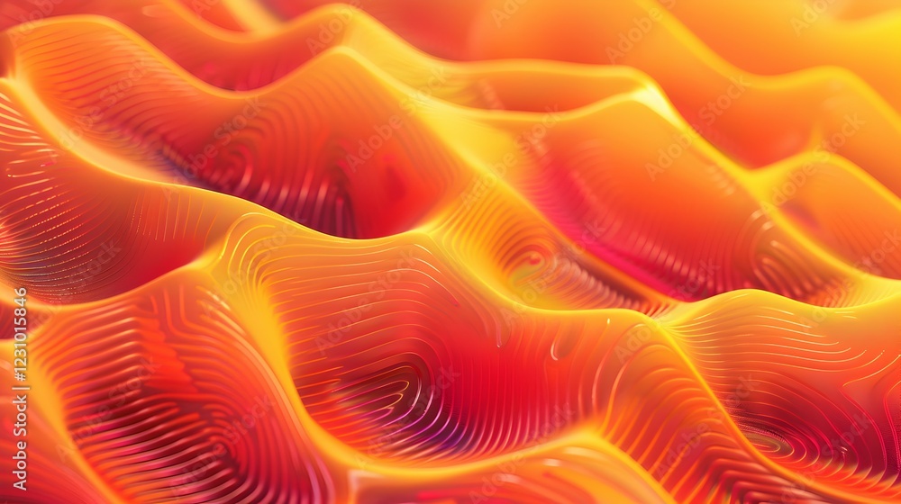 Poster abstract wavy patterns in vibrant orange and red hues create a dynamic visual effect.