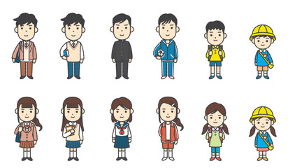 色々な世代の学生たちのイラスト