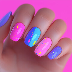 Obraz premium Beauty Nails. Manicure with Colorful Nail Design. Woman Hand. Beauty Salon